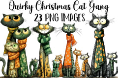 Quirky Christmas Cat Gang Clipart Bundle - CraftNest - Digital Crafting and Art