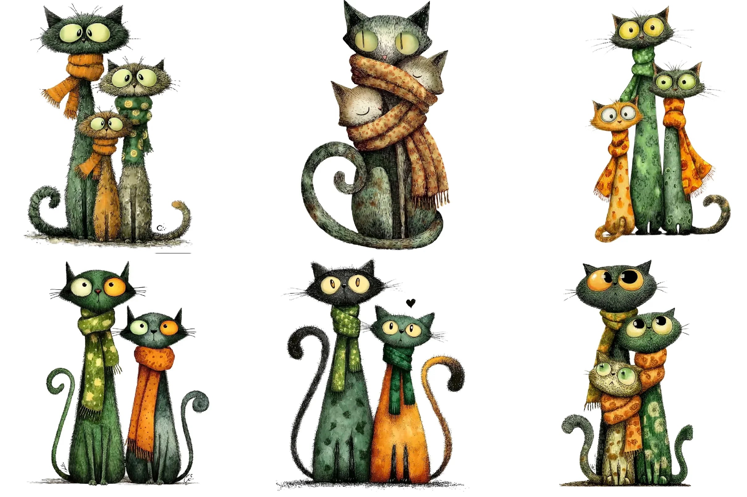 Quirky Christmas Cat Gang Clipart Bundle - CraftNest - Digital Crafting and Art