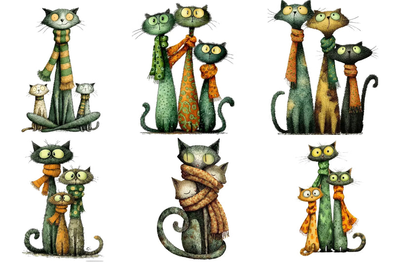 Quirky Christmas Cat Gang Clipart Bundle - CraftNest - Digital Crafting and Art