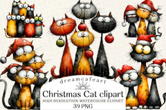 Quirky Christmas Cat Gang Clipart Bundle - CraftNest - Digital Crafting and Art