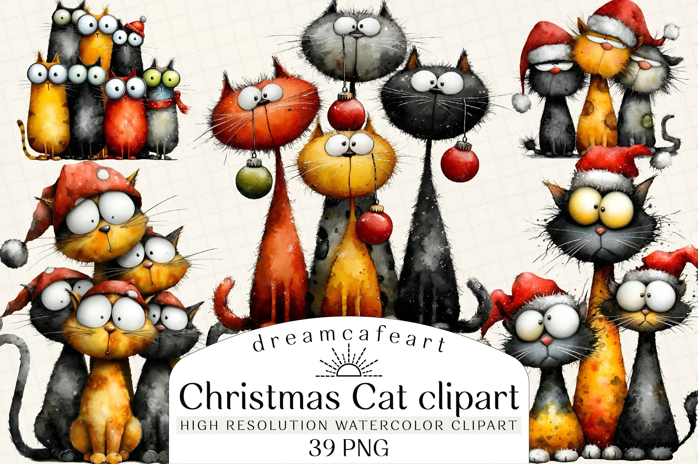 Quirky Christmas Cat Gang Clipart Bundle - CraftNest - Digital Crafting and Art