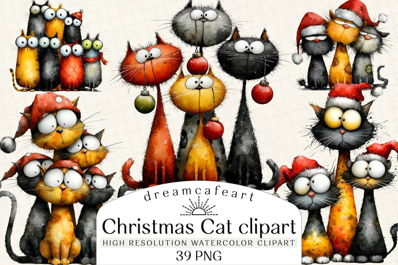 Quirky Christmas Cat Gang Clipart Bundle - CraftNest - Digital Crafting and Art