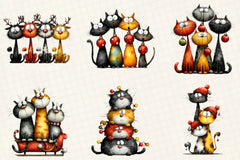 Quirky Christmas Cat Gang Clipart Bundle - CraftNest - Digital Crafting and Art
