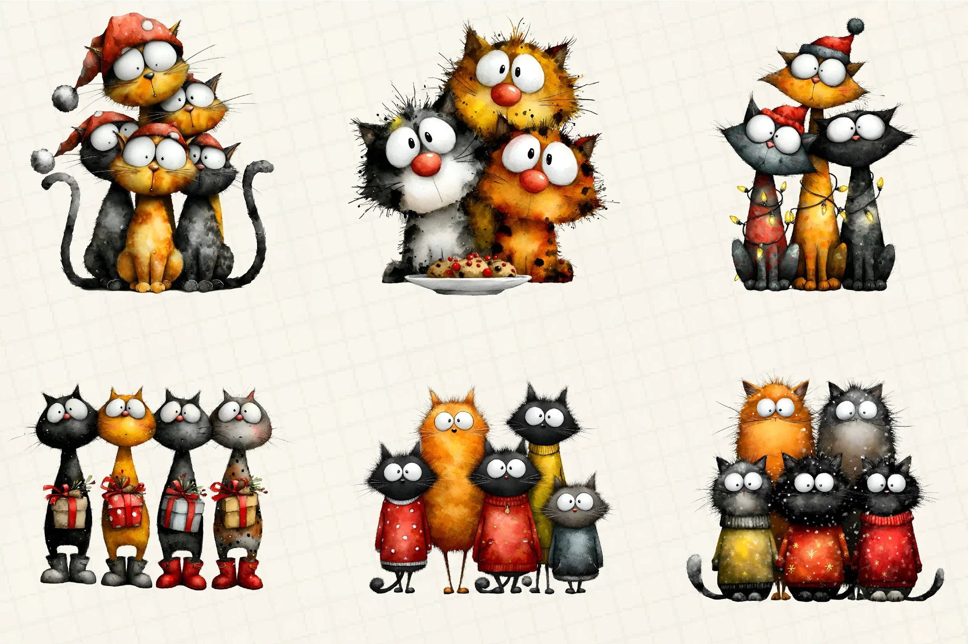 Quirky Christmas Cat Gang Clipart Bundle - CraftNest - Digital Crafting and Art