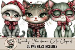 Quirky Christmas Cats Clipart Bundle - CraftNest - Digital Crafting and Art
