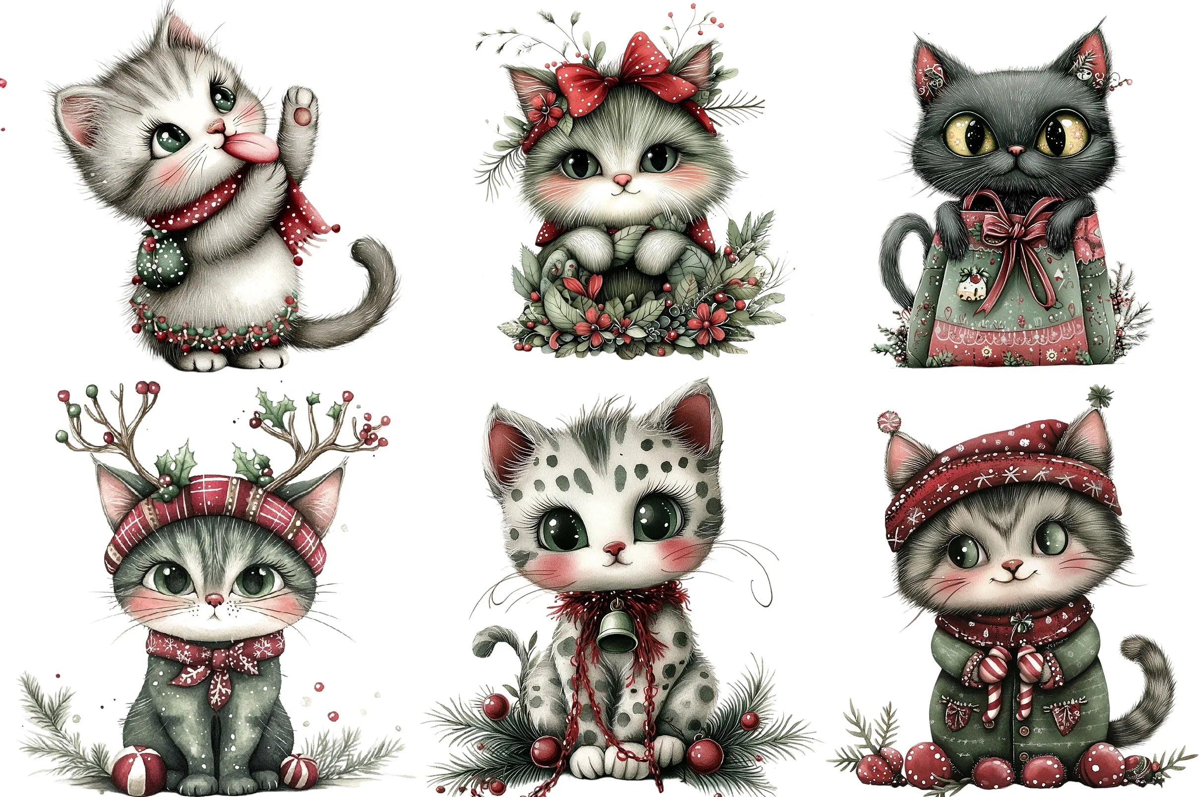 Quirky Christmas Cats Clipart Bundle - CraftNest - Digital Crafting and Art