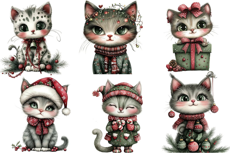 Quirky Christmas Cats Clipart Bundle - CraftNest - Digital Crafting and Art