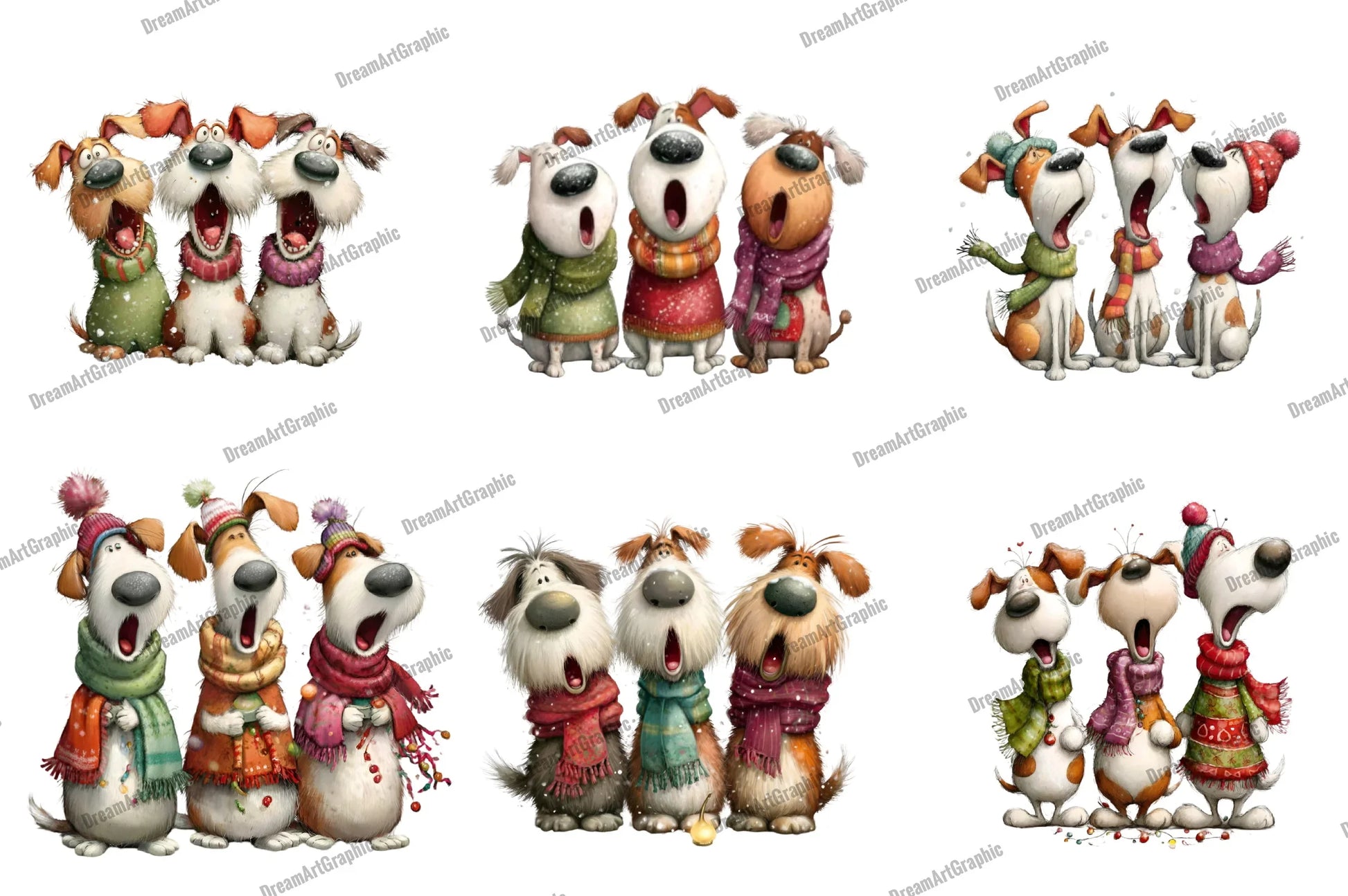 Quirky Christmas Dog Caroler Clipart Bundle - CraftNest - Digital Crafting and Art