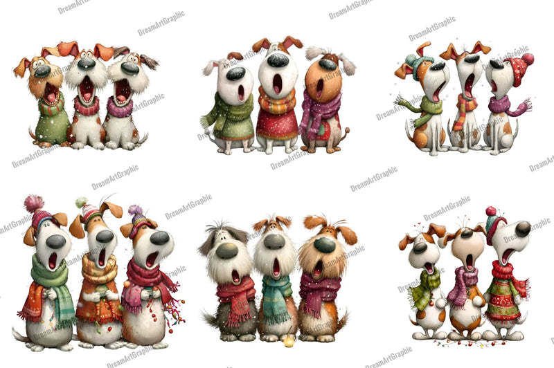 Quirky Christmas Dog Caroler Clipart Bundle - CraftNest - Digital Crafting and Art