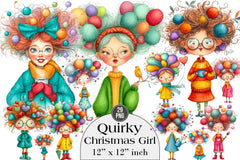Quirky Christmas Girl Clipart Bundle - CraftNest - Digital Crafting and Art