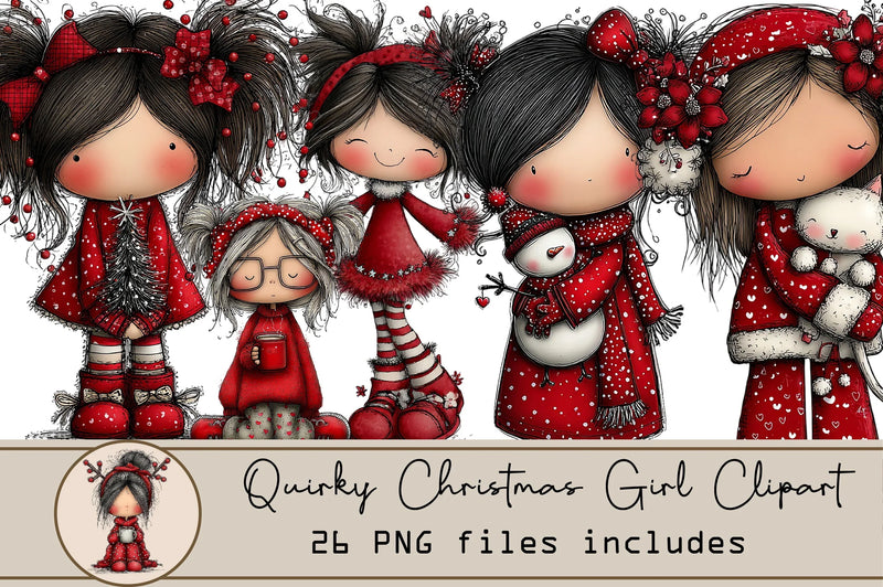 Quirky Christmas Girl Clipart Bundle - CraftNest - Digital Crafting and Art