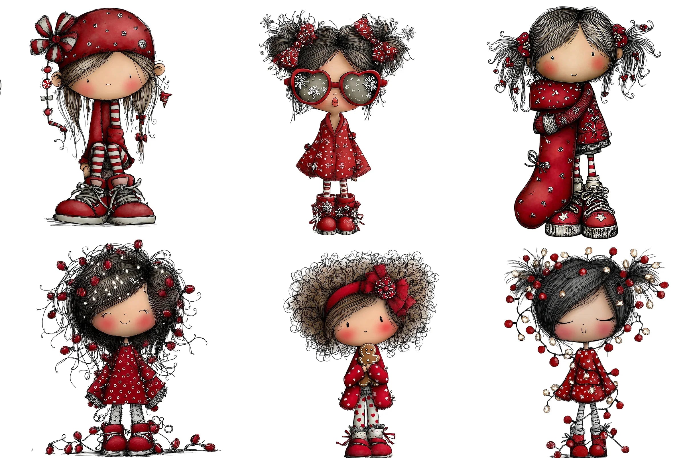 Quirky Christmas Girl Clipart Bundle - CraftNest - Digital Crafting and Art