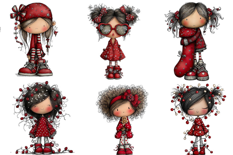 Quirky Christmas Girl Clipart Bundle - CraftNest - Digital Crafting and Art