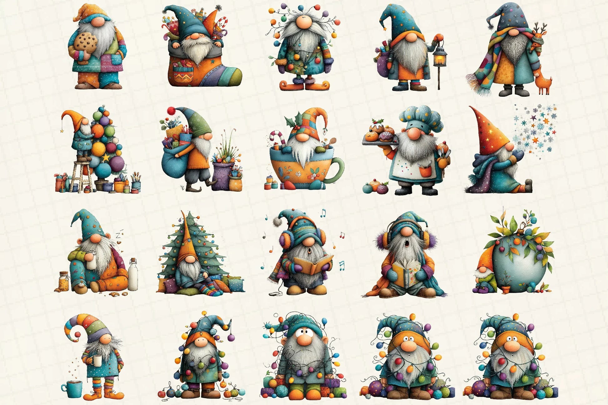 Quirky Christmas Gnome Clipart Bundle - CraftNest - Digital Crafting and Art
