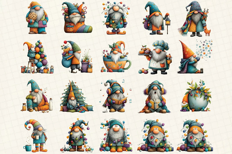 Quirky Christmas Gnome Clipart Bundle - CraftNest - Digital Crafting and Art