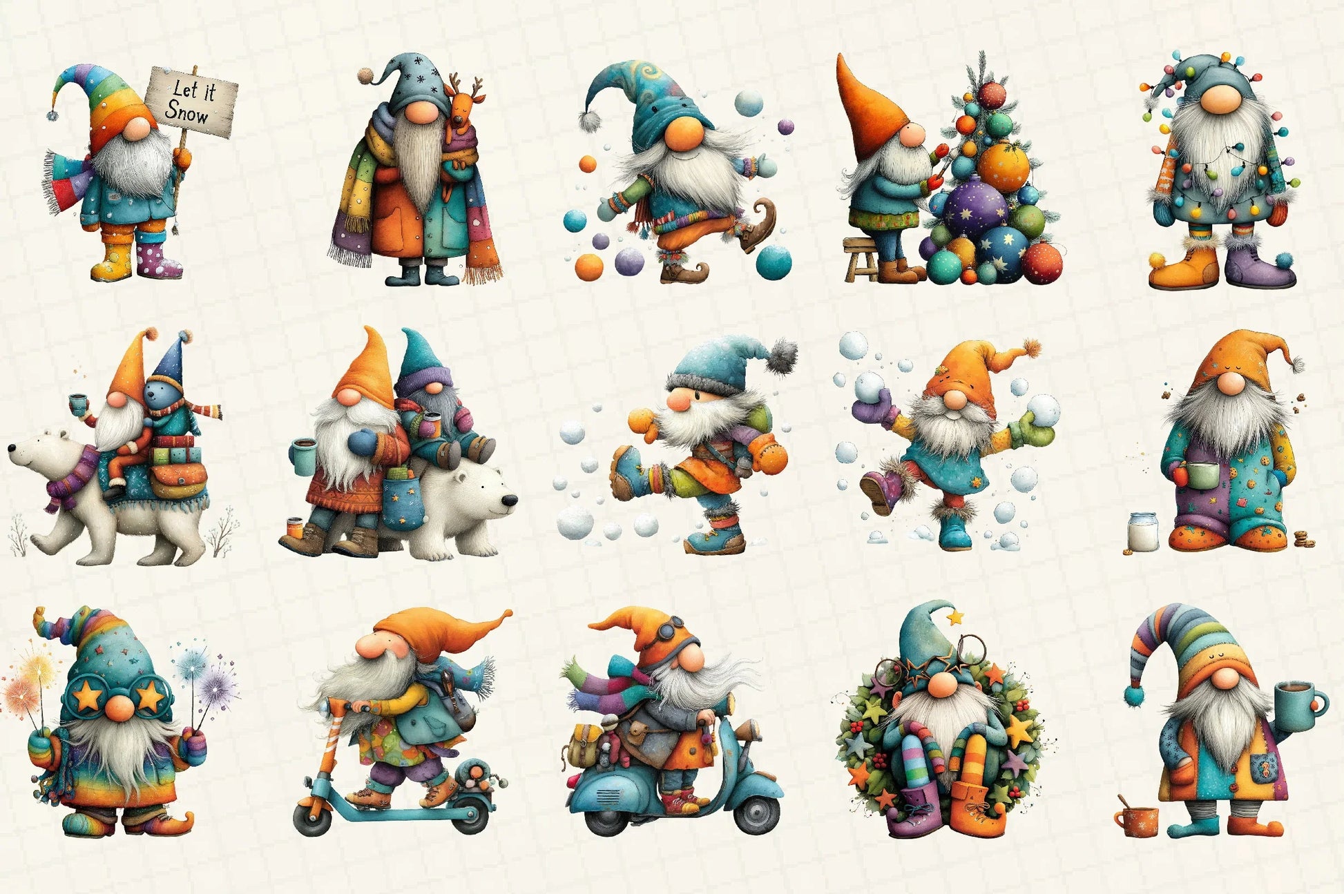 Quirky Christmas Gnome Clipart Bundle - CraftNest - Digital Crafting and Art