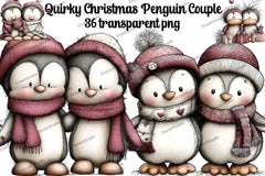 Quirky Christmas Penguin Couple Clipart Bundle - CraftNest - Digital Crafting and Art