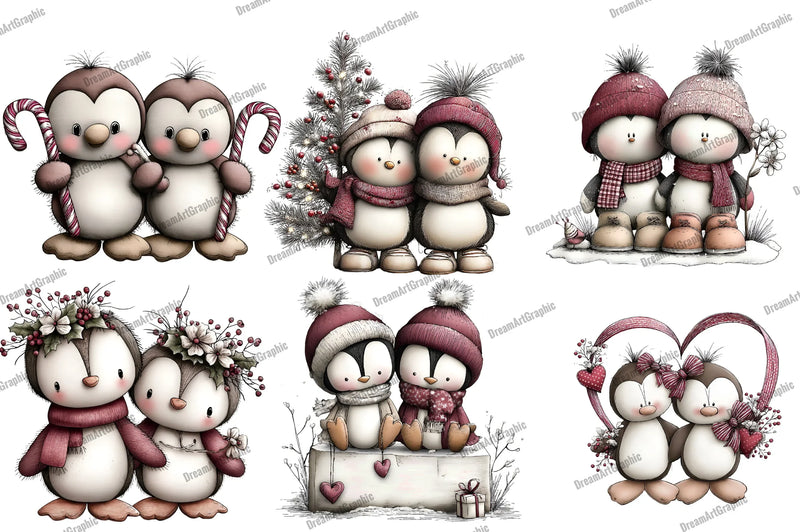 Quirky Christmas Penguin Couple Clipart Bundle - CraftNest - Digital Crafting and Art