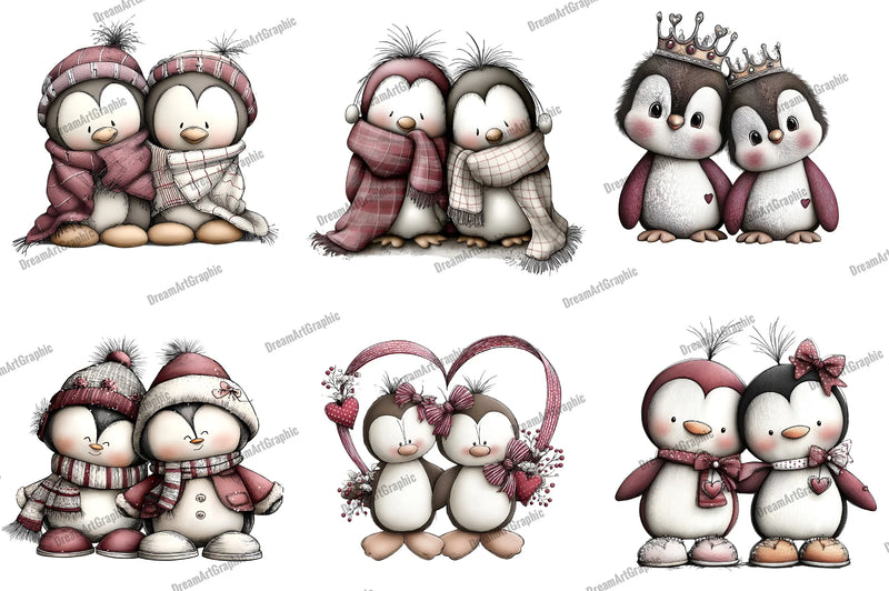 Quirky Christmas Penguin Couple Clipart Bundle - CraftNest - Digital Crafting and Art