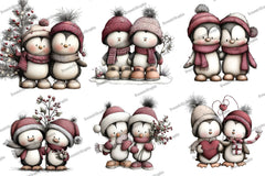 Quirky Christmas Penguin Couple Clipart Bundle - CraftNest - Digital Crafting and Art