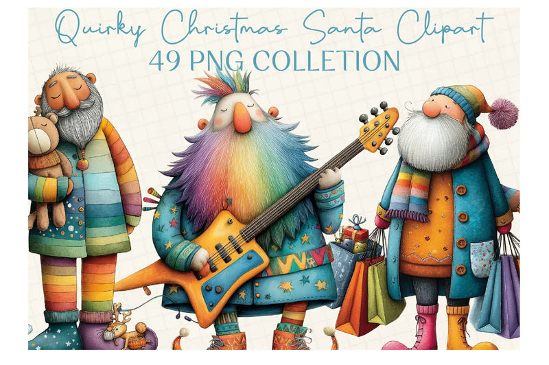 Quirky Christmas Santa Clipart Bundle - CraftNest - Digital Crafting and Art