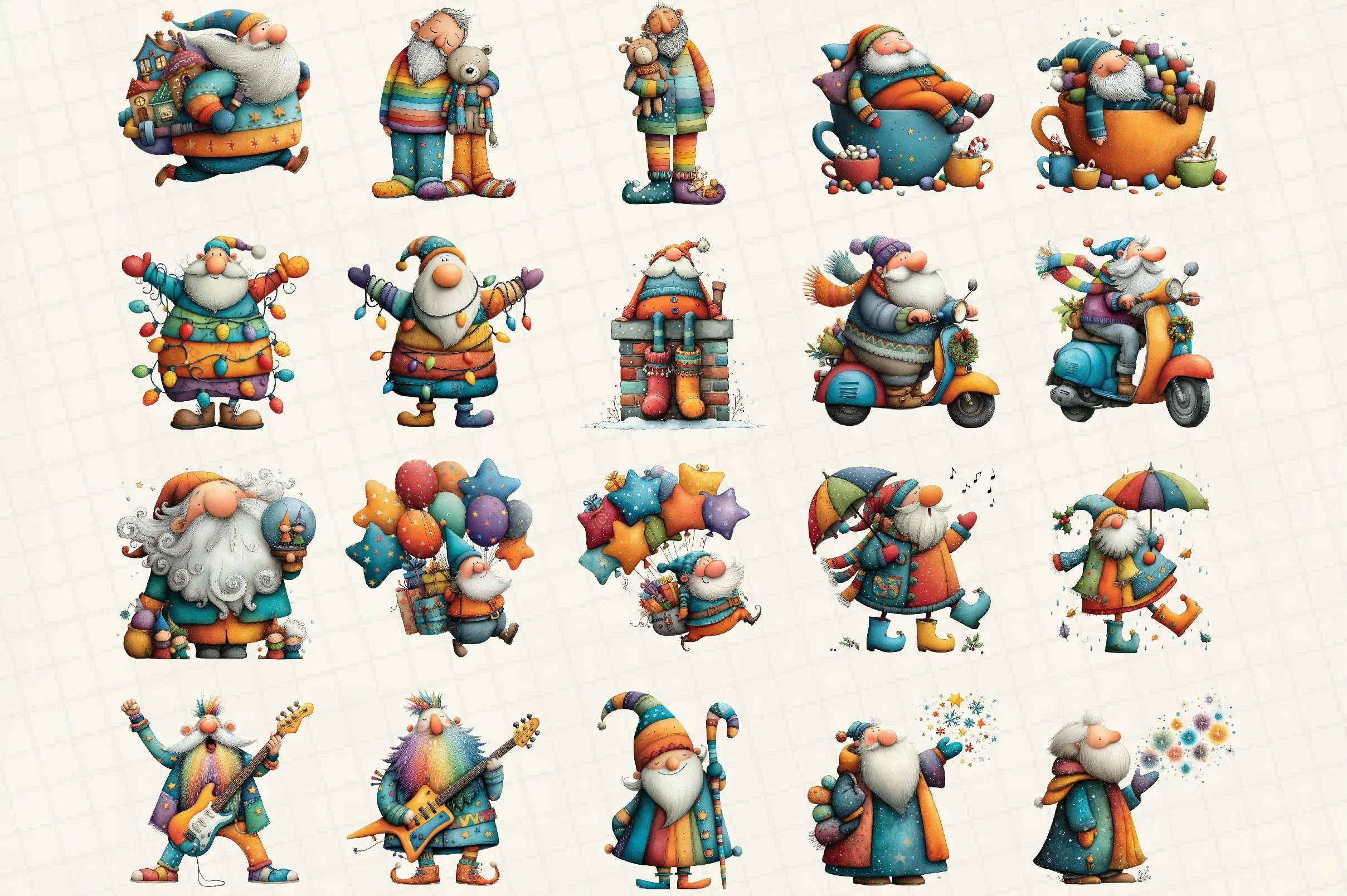 Quirky Christmas Santa Clipart Bundle - CraftNest - Digital Crafting and Art