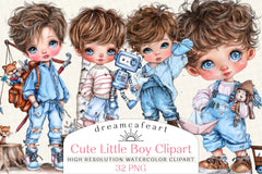 Quirky Cute Little Boy Clipart Bundle - CraftNest - Digital Crafting and Art