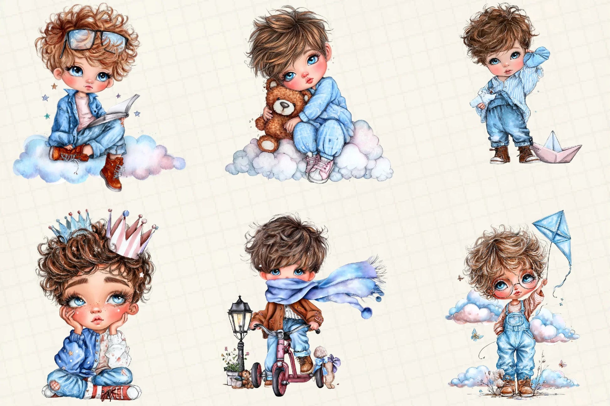 Quirky Cute Little Boy Clipart Bundle - CraftNest - Digital Crafting and Art