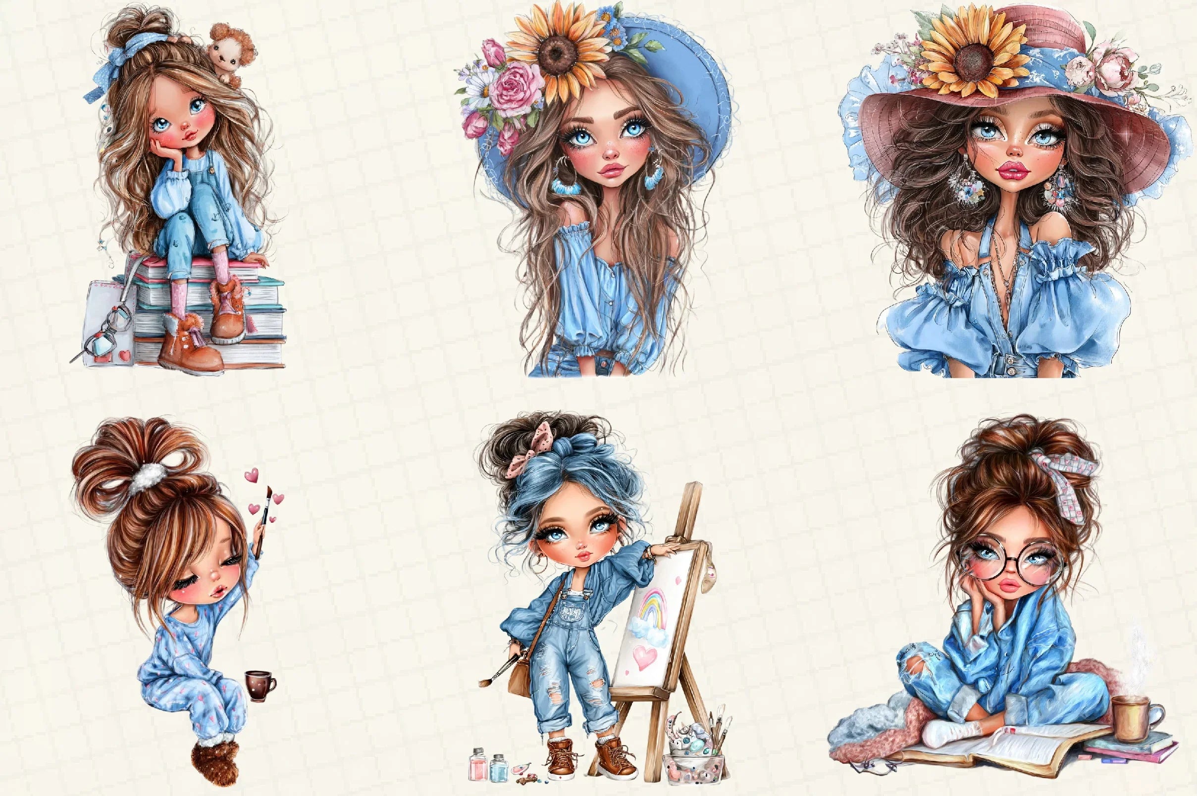 Quirky Cute Little Girl Clipart Bundle - CraftNest - Digital Crafting and Art