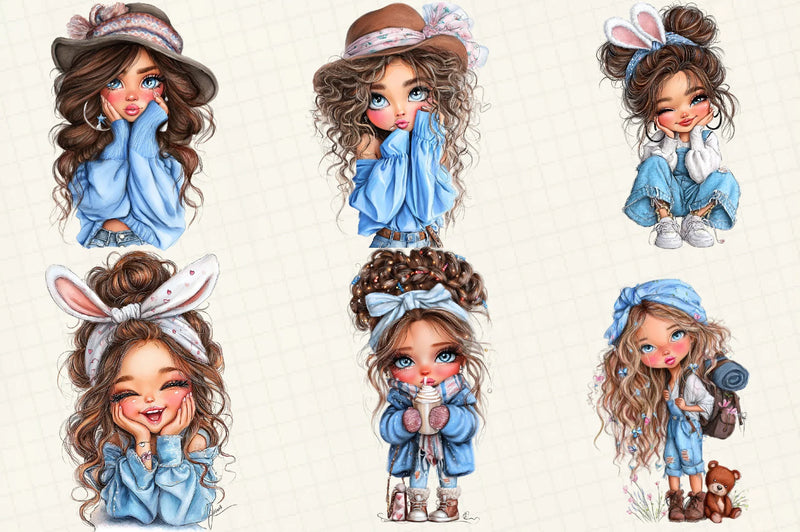 Quirky Cute Little Girl Clipart Bundle - CraftNest - Digital Crafting and Art
