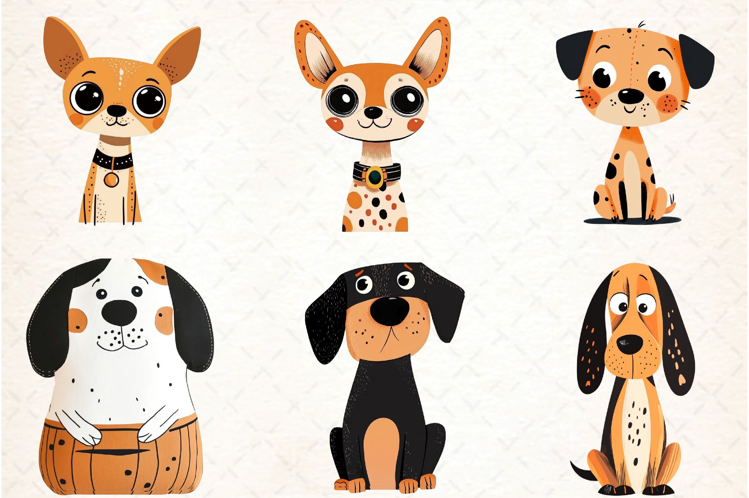 Quirky Dogs Hand Drawn Clipart Bundle