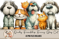 Quirky Friendship Funny Dog Cat Clipart Bundle - CraftNest - Digital Crafting and Art