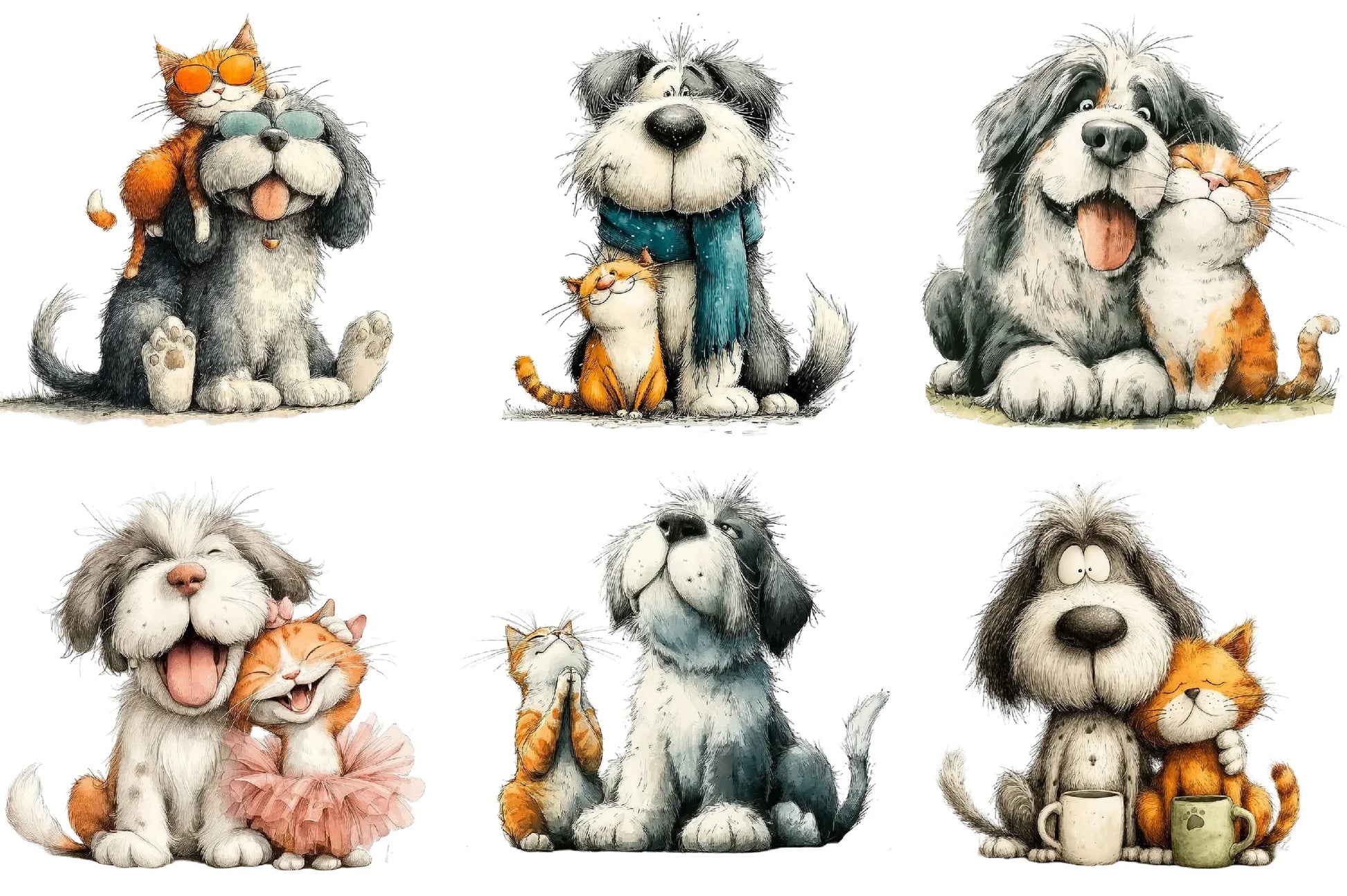 Quirky Friendship Funny Dog Cat Clipart Bundle - CraftNest - Digital Crafting and Art