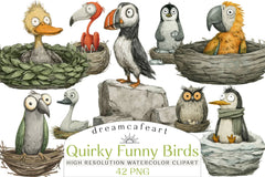 Quirky Funny Birds Clipart Bundle - CraftNest - Digital Crafting and Art