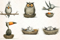 Quirky Funny Birds Clipart Bundle - CraftNest - Digital Crafting and Art