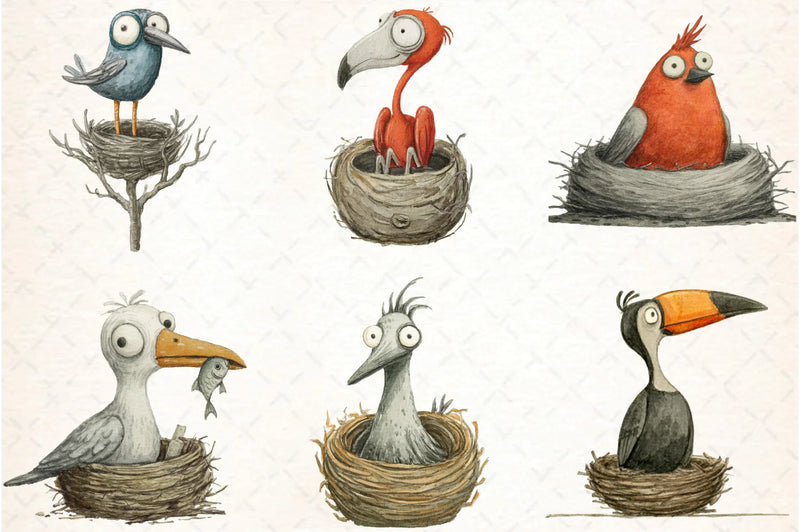 Quirky Funny Birds Clipart Bundle - CraftNest - Digital Crafting and Art
