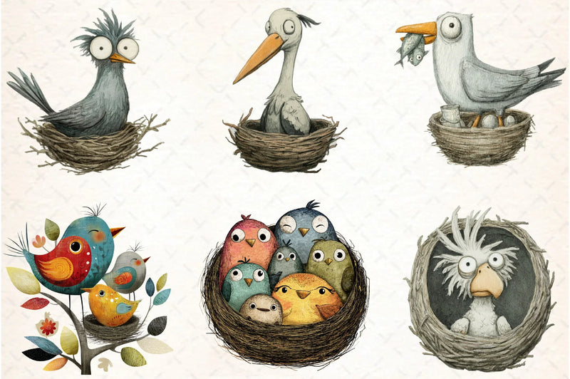 Quirky Funny Birds Clipart Bundle - CraftNest - Digital Crafting and Art