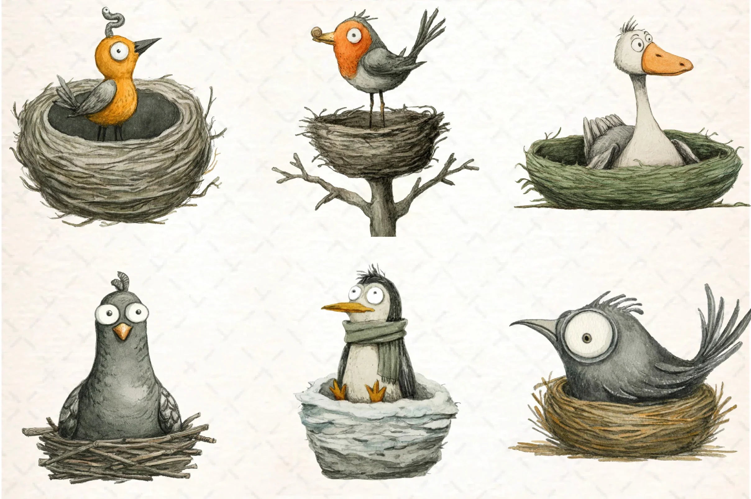Quirky Funny Birds Clipart Bundle - CraftNest - Digital Crafting and Art