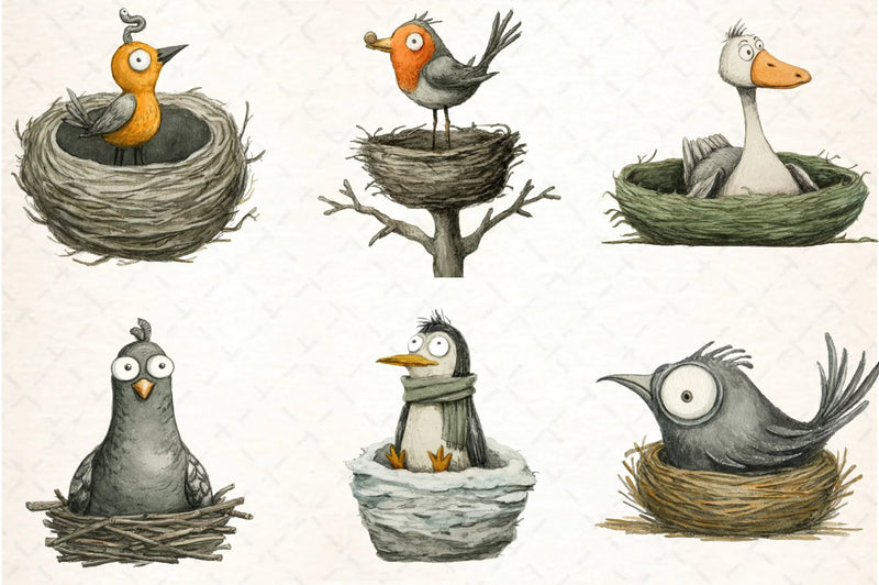 Quirky Funny Birds Clipart Bundle - CraftNest - Digital Crafting and Art