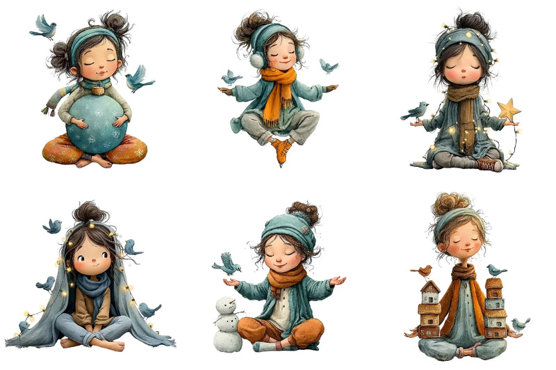 Quirky Girl Christmas Clipart Bundle - CraftNest - Digital Crafting and Art