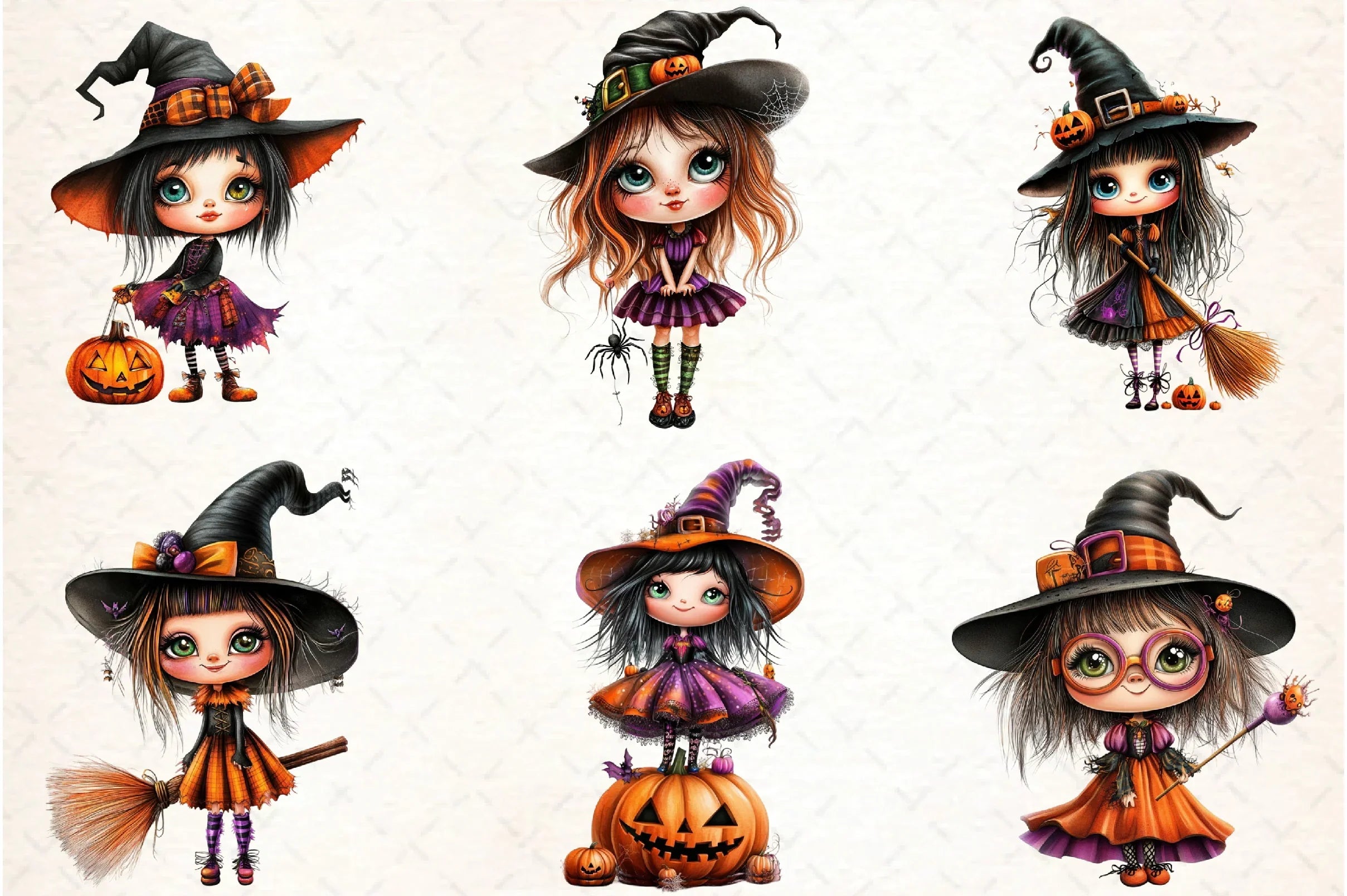 Quirky Halloween Witch Clipart Bundle - CraftNest - Digital Crafting and Art