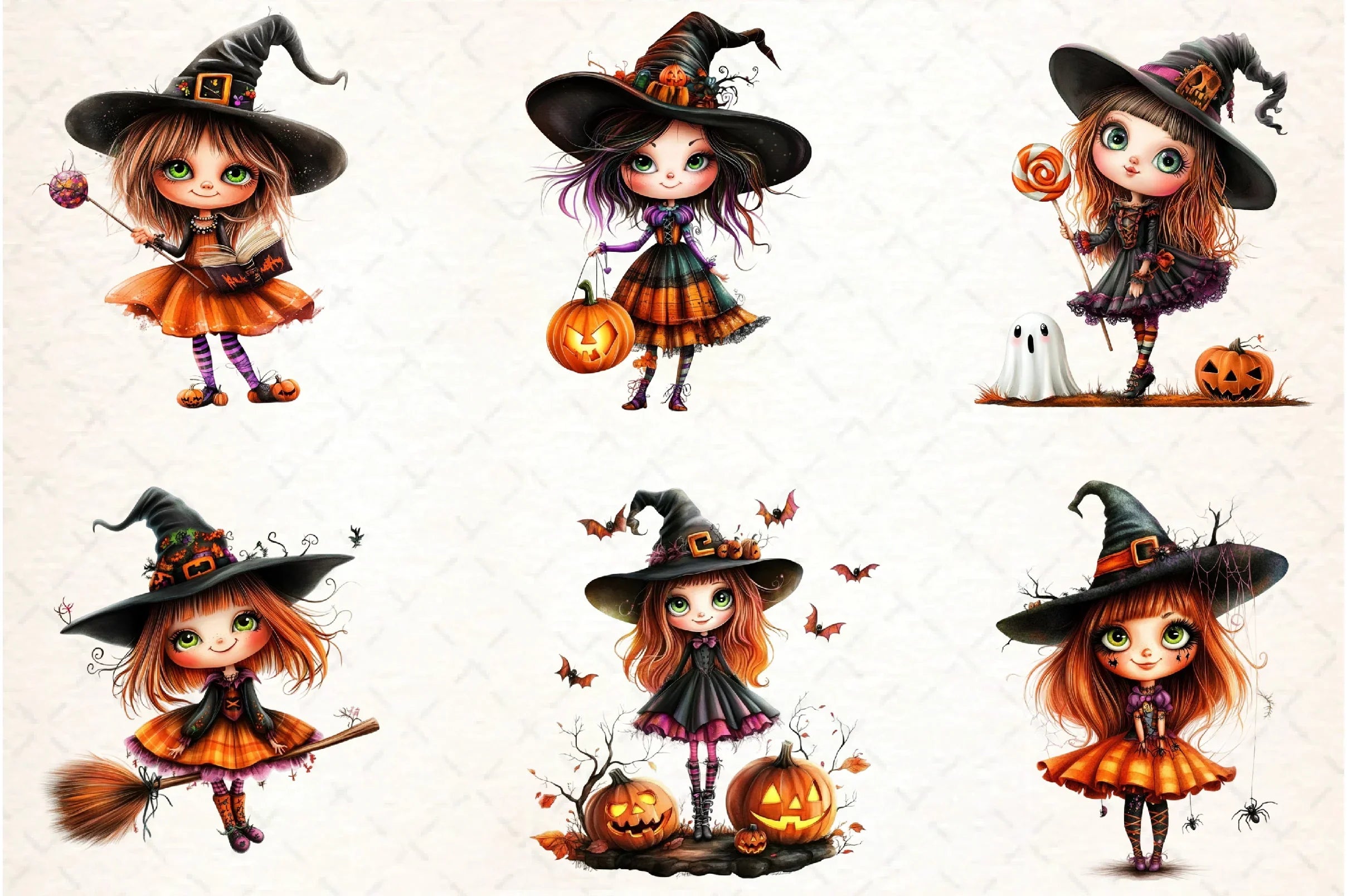 Quirky Halloween Witch Clipart Bundle - CraftNest - Digital Crafting and Art
