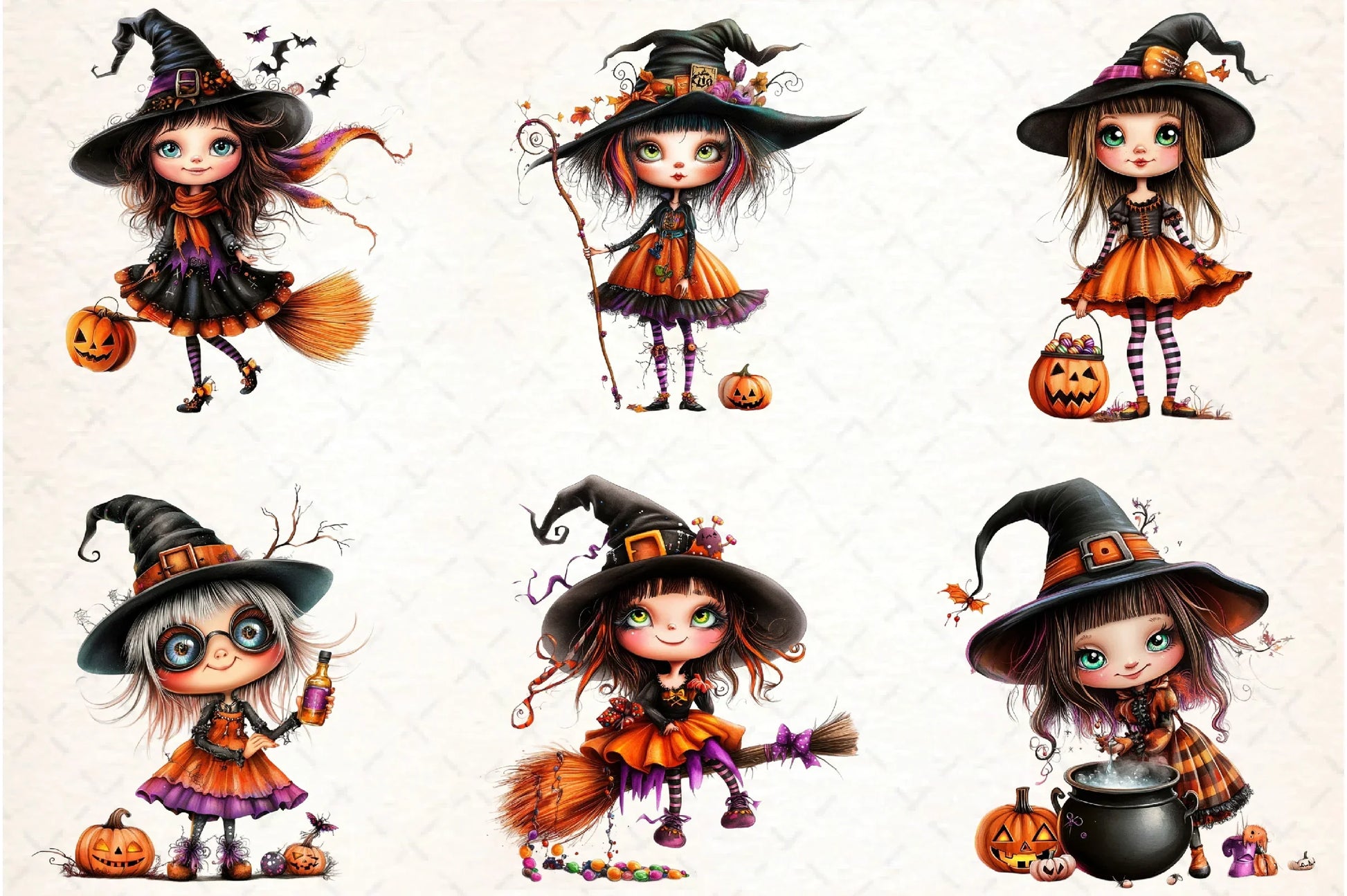 Quirky Halloween Witch Clipart Bundle - CraftNest - Digital Crafting and Art