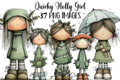 Quirky Holly Girl Clipart Bundle - CraftNest - Digital Crafting and Art