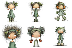 Quirky Holly Girl Clipart Bundle - CraftNest - Digital Crafting and Art