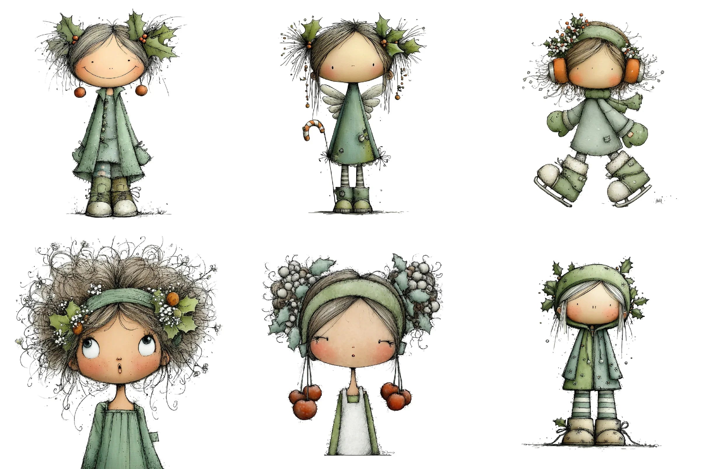 Quirky Holly Girl Clipart Bundle - CraftNest - Digital Crafting and Art