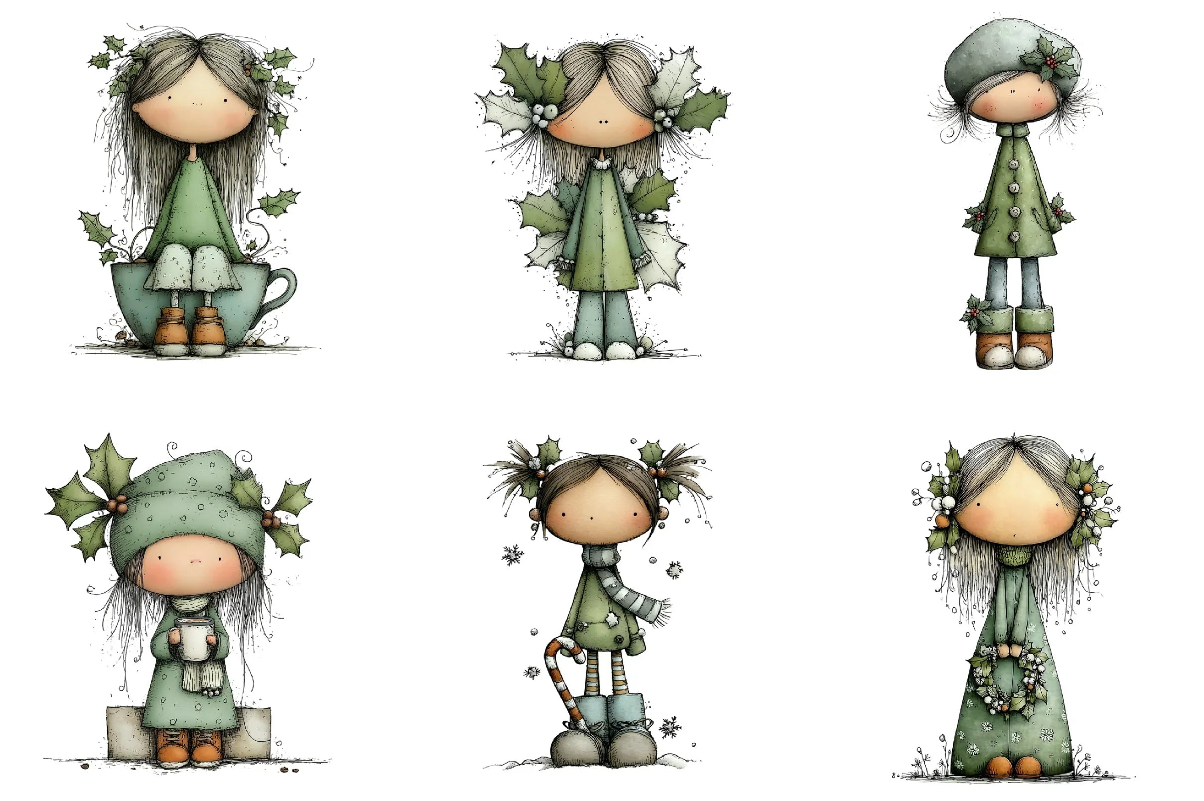 Quirky Holly Girl Clipart Bundle - CraftNest - Digital Crafting and Art
