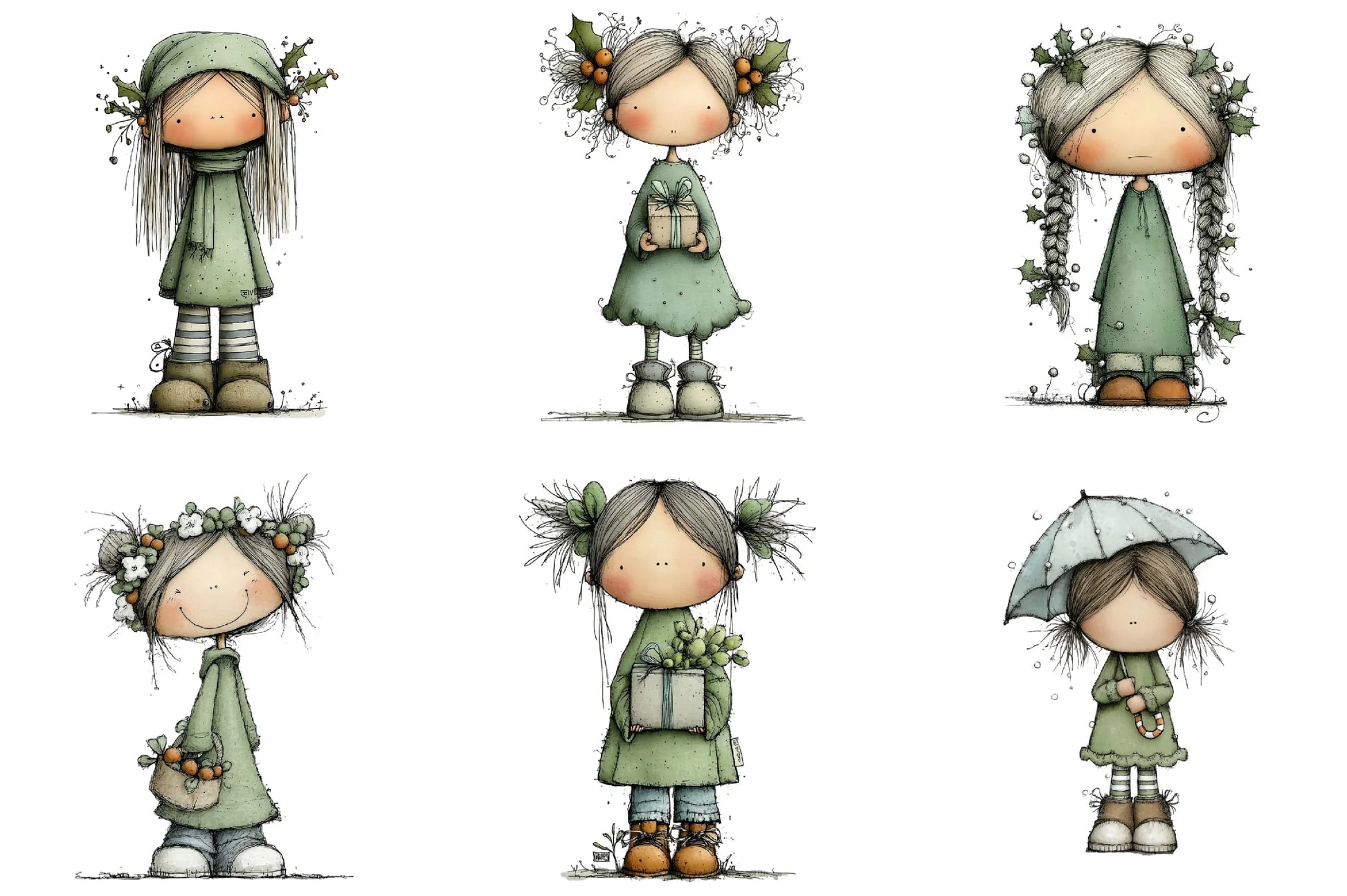 Quirky Holly Girl Clipart Bundle - CraftNest - Digital Crafting and Art