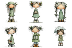 Quirky Holly Girl Clipart Bundle - CraftNest - Digital Crafting and Art
