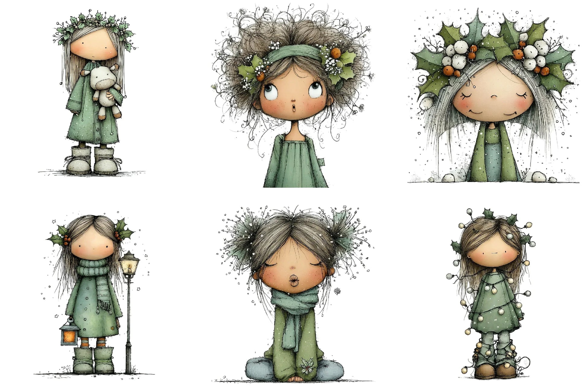 Quirky Holly Girl Clipart Bundle - CraftNest - Digital Crafting and Art